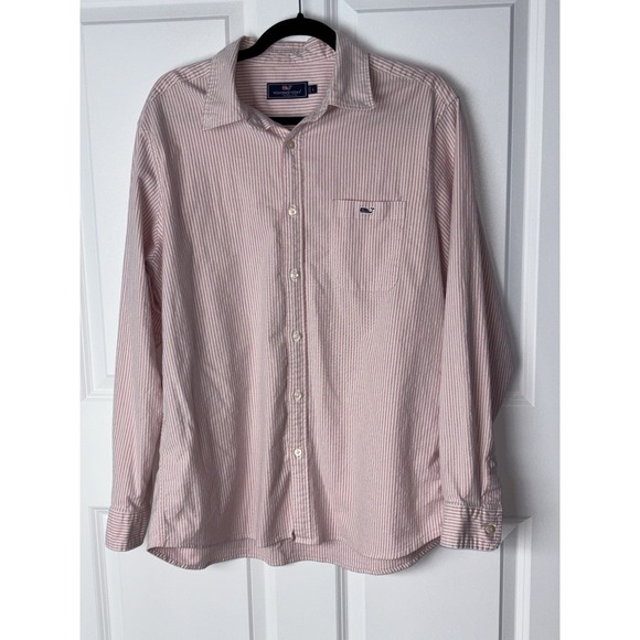 Vineyard Vines Other - Vineyard Vines Mens L Pink White Stripes LongSleeve Button Down Shirt 0028